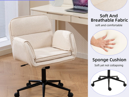 Criss Cross Swivel Desk Chair With Adjustable Armrests & Wheels For Home Office