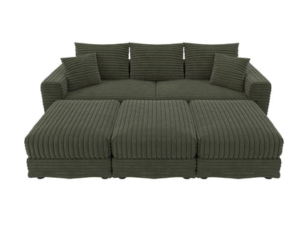Convertible Deep Seat Sofa With Soft Pillows And Ottomans