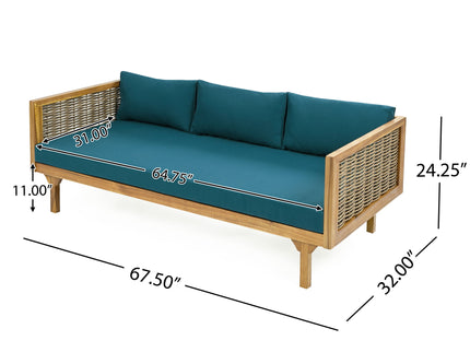 Claremont - 3 Seater Daybed Teak Acacia Wood Water Resistant Cushions