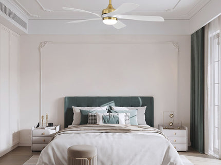 52" Indoor Ceiling Fan With 3 Color Dimmable LED Light Blades, Reversible DC Motor, Remote Control