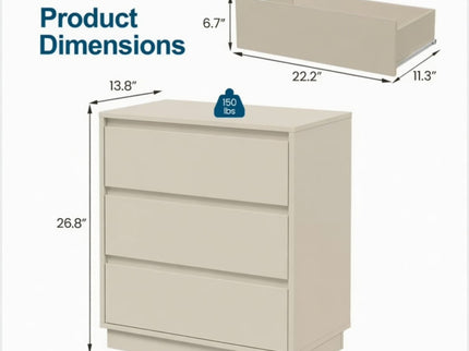 3 Drawer Nightstand, Bedroom Side Table