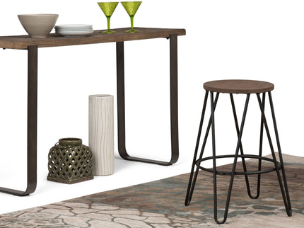Simeon - Multifunctional Metal Stool With Wood Seat