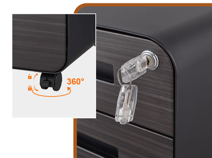 3 Drawer Mobile File Cabinet Under Desk Office, Simple Style Versatile Storage Cabinet For Legal / Letter / A4 Files, 5 Wheel Design Anti-Tilting Cold Rolled Steel Waterproof Moisture-Proof