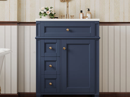 Bathroom Vanity With Top Sink, Storage Cabinet With 2 Drawers And Tip-Out Drawer