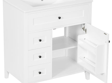 Modern Bathroom Vanity With Sink, 3 Drawers And Adjustable Shelf