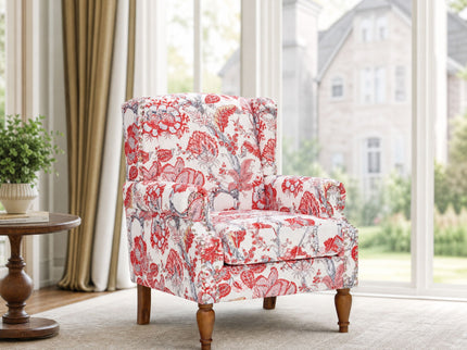 Accent Chair With Floral Upholstery And Nailhead Trim