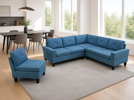 Modular L - Shaped Sectional Sofa 6 Seater 4 Piece Couch With Chaise