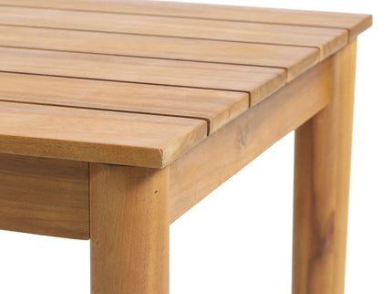 Outdoor Square Side Table With Slatted Top And Wood Frame - Teak