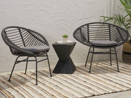 Cordella - Outdoor Woven Wicker Chairs With Cushions, (Set of 2)
