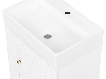 Modern Bathroom Vanity With Sink, Diamond Pattern Doors