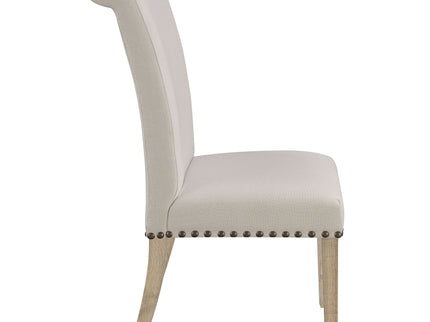Upholstered Dining Chair With Rolled Edge Seat Back (Set of 2) - Beige