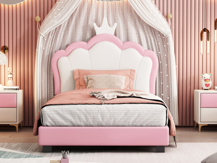 Upholstered Princess Platform Bed With Crown Headboard