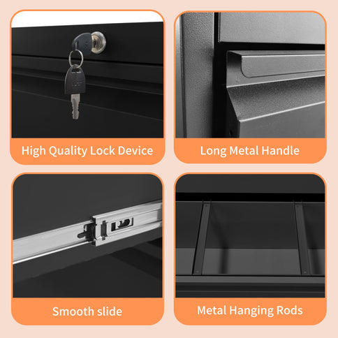 Lateral File Cabinet, Heavy Duty Filing Holds Letter/Legal/A4 Files