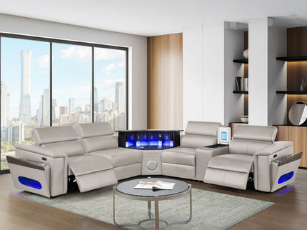 Nova - Sectional With Bluetooth Speaker, LED And Lifting Wine Cabinet