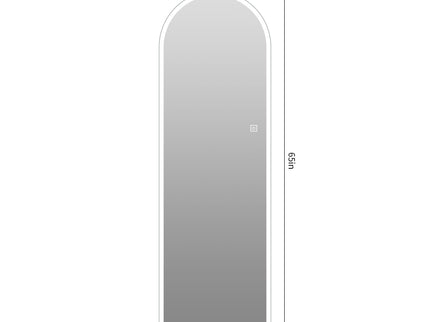 65" X 21" Arched LED Full Length Mirror, Wall Mounted Lighted Full Body Mirror With Frosted Edge Lighting, 3 Color Temperatures & Stepless Dimming - Silver