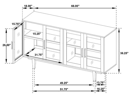4 Door Sideboard With Dual Drawers - Natural
