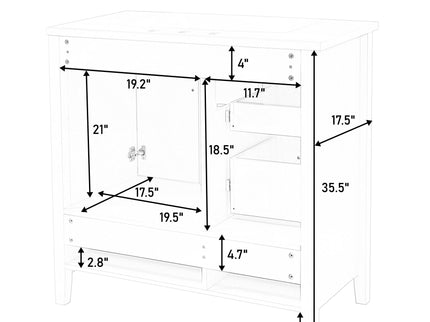 Bathroom Vanity With Sink, Soft Closing Doors & Drawers, Metal Handles
