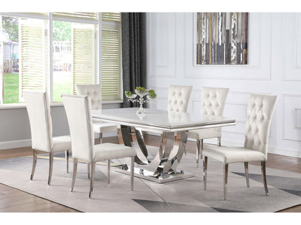 Allessandra - Rectangular U-Shaped Base Dining Table - White / Silver