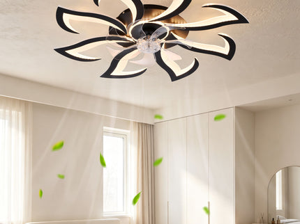Flower Ceiling Fan With Remote Controlled LED Light, Flush Mount DC Motor Fan