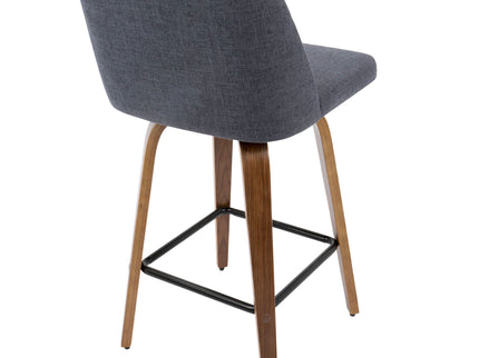 Toriano - Mid Century Modern Fixed Height Counter Stool & Square Footrest (Set of 2)