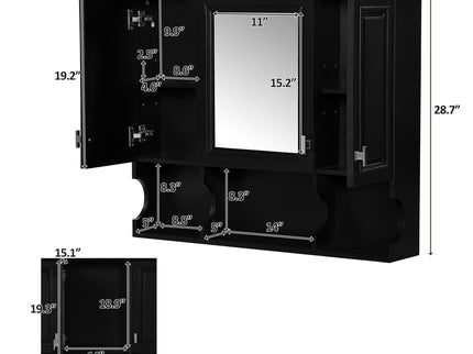 Wall Mounted Bathroom Medicine Wall Cabinet With Mirror & Open Shelves