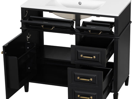 Modern Bathroom Vanity With Sink Top, Flip Drawer Design