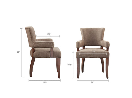 Elegant Arm Dining Chair With Brass Nail Head Detailing