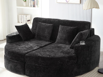 Boneless Design Upholstered Sofa Bed With Cup Holders