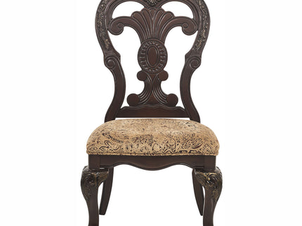 Elegant Style Beautiful Side Chairs 2 Piece Set Cherry With Tipping Fabric Upholstered Traditional Dining Furniture - Cherry