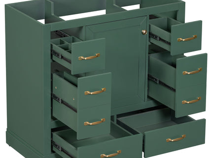 Modern Bathroom Vanity Base Only, 6 Drawer Storage With Adjustable Shelf