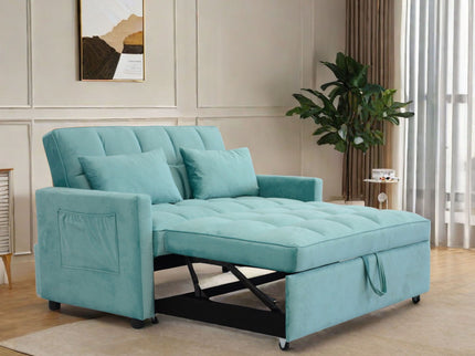 3 In 1 Convertible Sleeper Sofa Bed, Modern Fabric Loveseat Futon Sofa Couch With Pullout Bed, Small Love Seat Lounge Sofa With Reclining Backrest, Furniture For Living Room