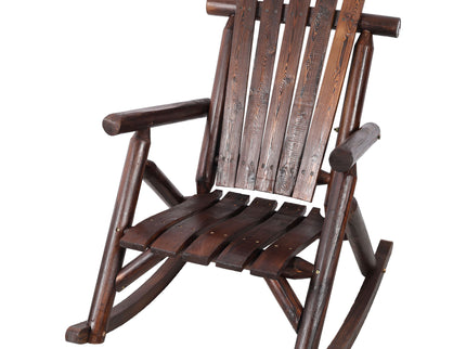 Durable Wooden Porch Rocker, Fir Log Rocking Chair