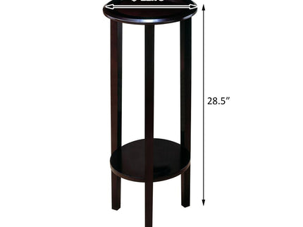 Round Accent Table With Open Shelf - Espresso