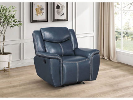 Brier - Upholstered Padded Arm Recliner Chair With Manual Recline And Pillowtop Arms - Blue