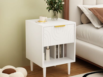 Nightstand With 1 Drawer And Open Shelf - White