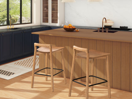 Sven - Modern Minimalist Low Back Counter Stool - Natural Blonde Ash