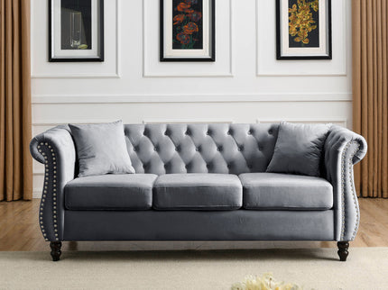 Chesterfield Sofa With Rolled Arms And Nailhead Trim