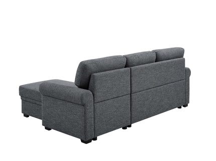Upholstered Sleeper Sofa With Reversible Storage Chaise - Dark Gray