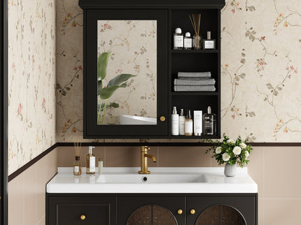 Wall Mounted Bathroom Medicine Cabinet With Mirror And Adjustable Storage With Soft Close Hinges