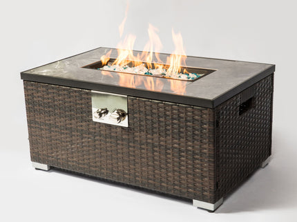 Outdoor Propane Fire Pit Table - Brown