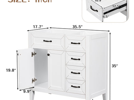 Modern Bathroom Vanity Base Only, 2 Doors And 3 Drawers