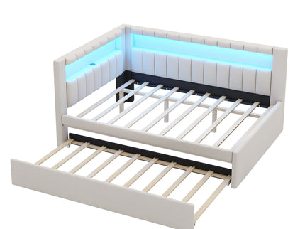 Upholstered Platform Bed With USB Ports And LED Belt