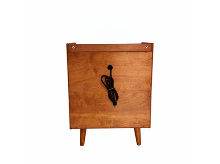 3 Drawer End Table With Charging Station For Bedroom - Natural Wood