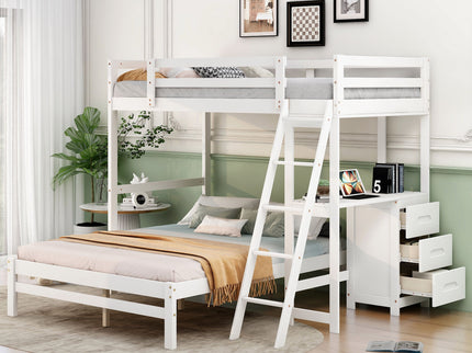 Bunk Bed With Built In Desk And 3 Drawers