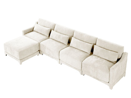 Stylish Sofa With Ottoman And Lumbar Pillows, Ergonomic Design