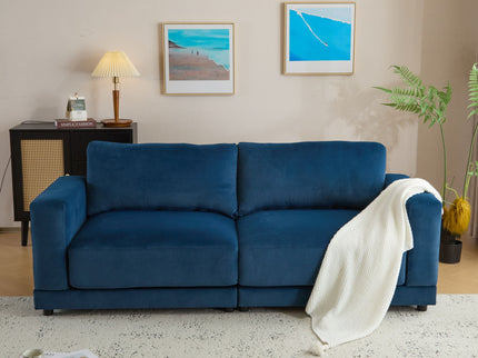 Modern Square Arm Sofa With Soft Fabric Upholstery, Deep Cushions