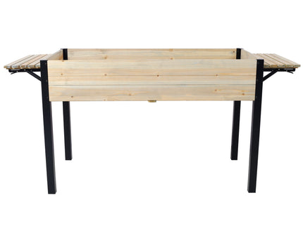 Raised Garden Bed With Metal Legs And Folding Storage Shelf