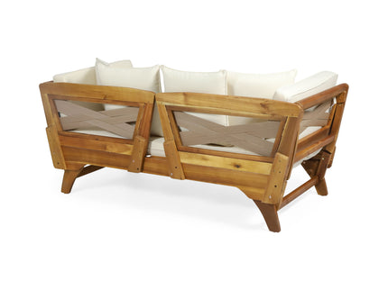 Outdoor Acacia Wood Expandable Daybed With Cushions