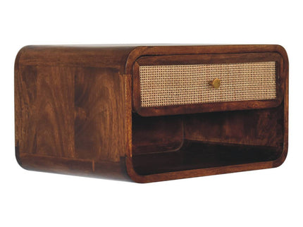 Wall Mounted Open Woven Bedside Table - Chestnut