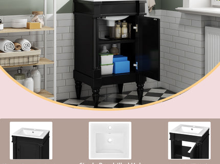 Bathroom Vanity With Sink, Storage Cabinet With Door, Drop In Sink, Compact Freestanding Design